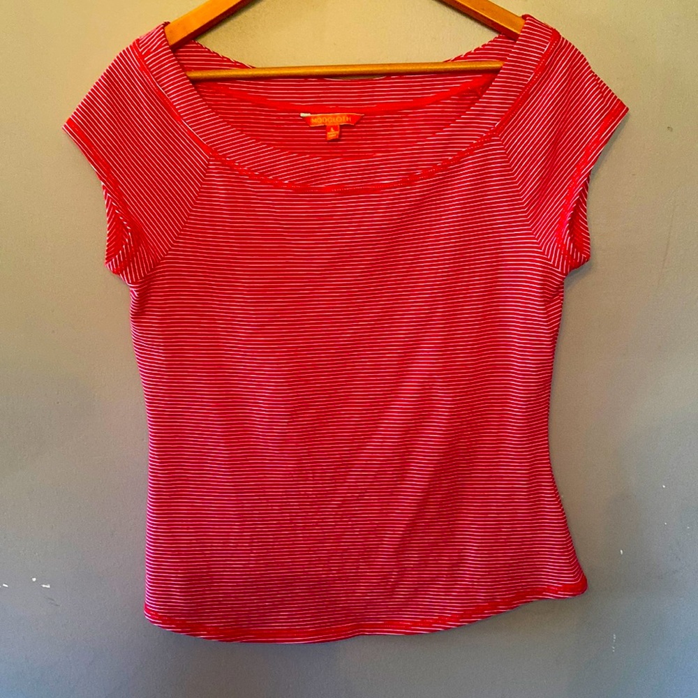 ModCloth red and white striped shirt